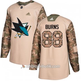 Män Ishockey San Jose Sharks Tröja Brent Burns 88 Adidas 2017-2018 Camo Veterans Day Practice Authentic